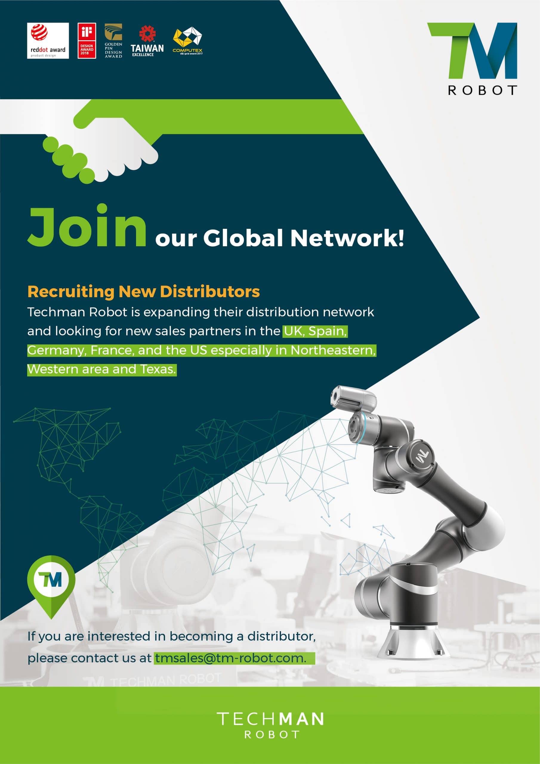 Join our Global Network! Recruiting New Distributors Techman Robot